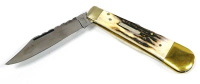 Lot 1363 - Lock Knife, stag scales, decorative workback,...