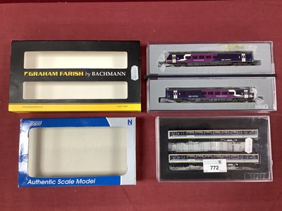 Lot 772 - Two 'N' Gauge/2mm Cased Two Car D.M.U's,...