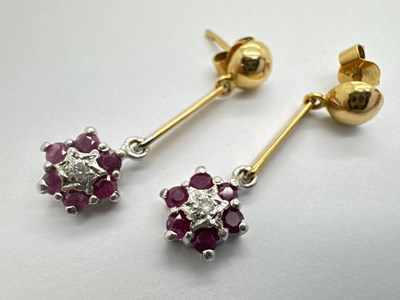 Lot 148 - A Pair of Diamond and Stone Set Drop Earrings,...
