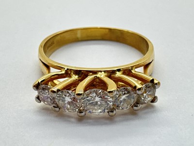 Lot 219 - A Modern 14ct Gold Five Stone Diamond Ring,...
