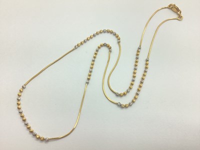 Lot 166 - An 18ct Gold Box Link Necklace, with two-tone...