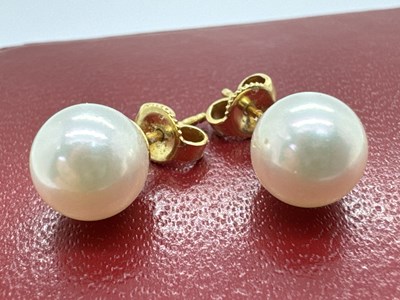 Lot 145 - Mikimoto; A Pair of 18ct Gold Freshwater Pearl...