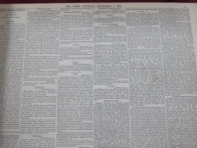 Lot 1294 - The Times Newspaper, Sept-Dec 1878, bound.