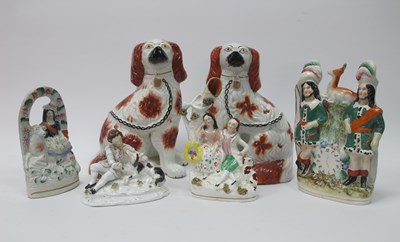 Lot 1157 - A Pair of Late XIX Century Staffordshire Dogs,...