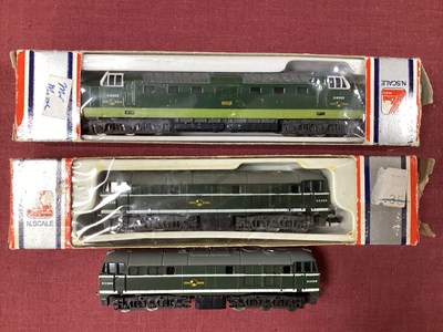 Lot 838 - Three Lima N gauge BR green diesel locomotives...