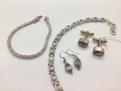 Lot 218 - A Modern Stone Set Tennis Style Bracelet, the...
