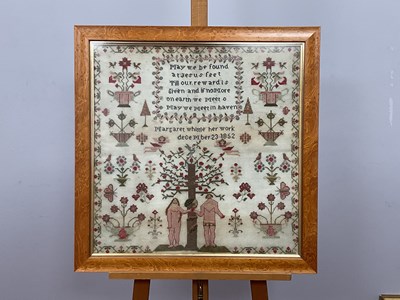 Lot 1194 - A Mid XIX Century Woolwork Sampler, worked by...