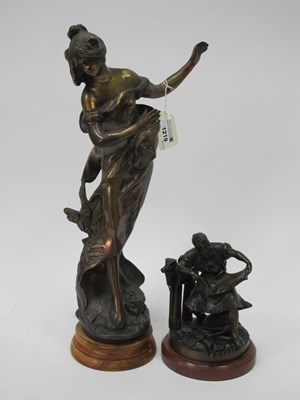 Lot 1219 - An Art Nouveau Style Spelter Figure of a Lady,...