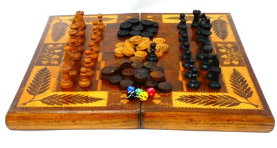 Lot 1228 - A Late XIX Century Folding Chess/Backgammon...