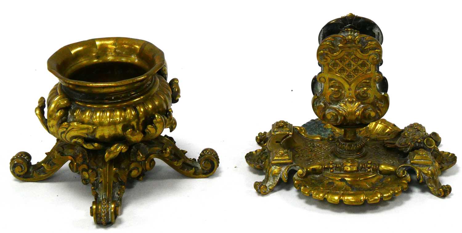 Lot 1239 - A Late XIX Century Brass Matchbox Holder, of...