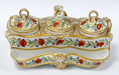 Lot 1039 - A Mid XIX Century Porcelain Desk Stand, of...