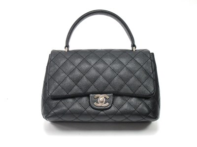 Lot 1343 - Chanel; A Black Caviar Leather Kelly Top...
