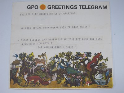 Lot 713 - Gary Sprake, Telegram, sent to him by Pat &...
