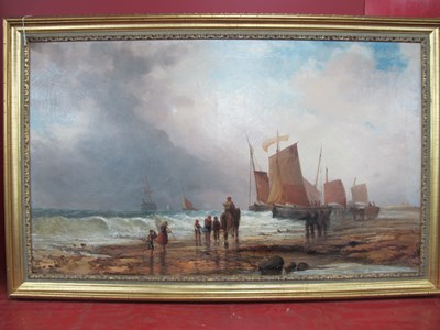 Lot 1406 - J. WEBB (XIX Century) 
Figures and Boats on a...