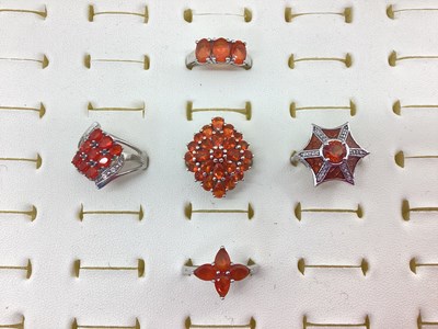Lot 195 - A Collection of Modern "925" Stone Set Rings,...