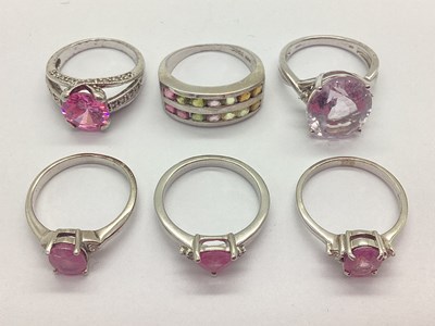 Lot 193 - A Collection of Modern "925" Stone Set Rings,...