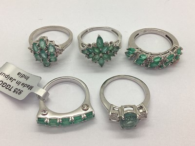 Lot 194 - A Collection of Modern "925" Stone Set Rings,...