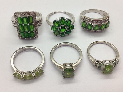 Lot 211 - A Collection of Modern "925" Stone Set Rings,...