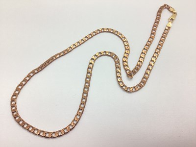 Lot 160 - A 9ct Rose Gold Coloured Curb Link Chain,...