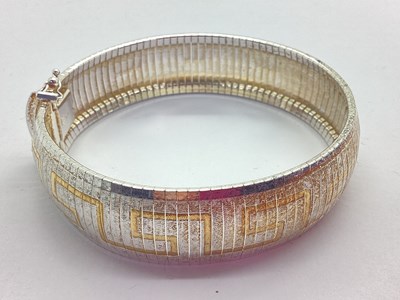 Lot 216 - A Modern Two-Tone "925" Wide Flat Link...