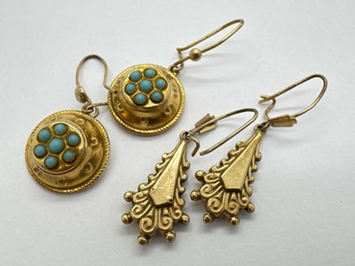 Lot 143 - A Pair of 9ct Gold Antique Etruscan Revival...