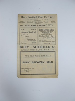 Lot 694 - 1945-6 Bury v. Sheffield United, four-page...