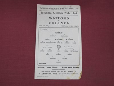 Lot 605 - Watford v. Chelsea 1944-5 Single Sheet...