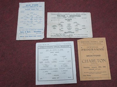 Lot 1323 - Reading v. Arsenal 1944-5 Single Sheet...