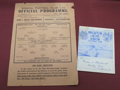 Lot 584 - 1944-5 Arsenal Programmes v. Brentford dated...