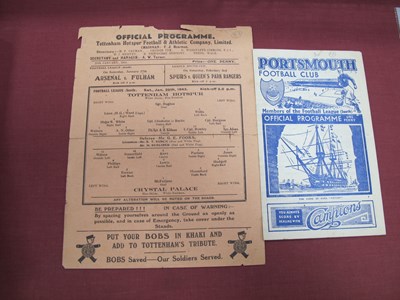 Lot 580 - 1944-5 Tottenham Hotspur Programmes v. Crystal...