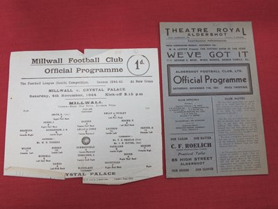 Lot 610 - 1944-5 Millwall v. Crystal Palace Single Sheet...