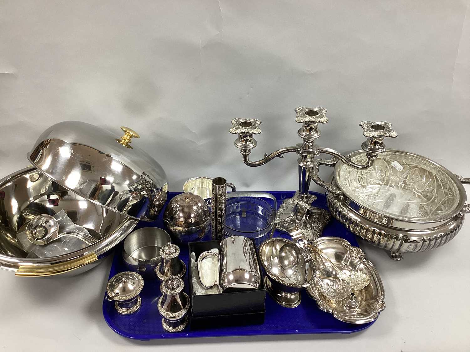 Lot 67 - Assorted Plated Ware, including twin branch...