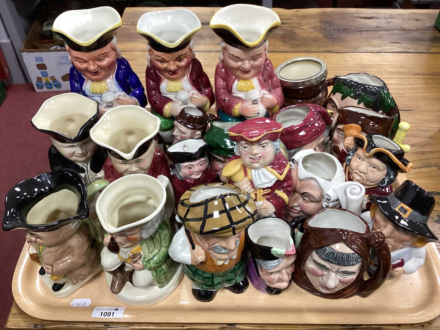Lot 1091 - Burlington Toby Jugs, various sizes, Actone...