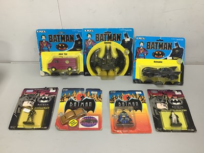 Lot 871 - Seven Ertl Carded Batman Diecast Model Figures...