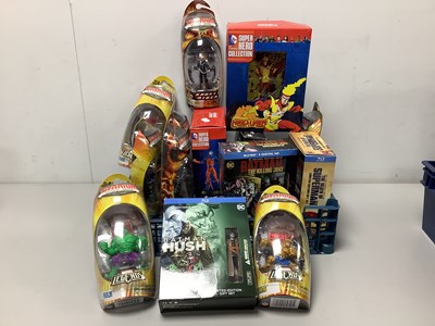 Lot 861 - Fourteen Marvel and DC Plastic Action...