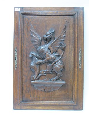 Lot 1267 - A Late XIX Century Oak Panel, carved with a...