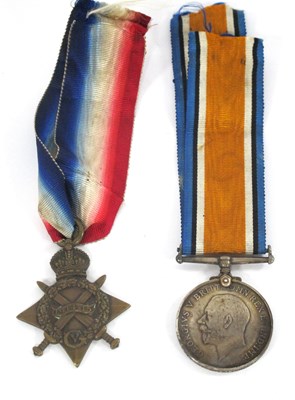 Lot 593 - WWI Medal Duo, comprising 1914-1915 Star...