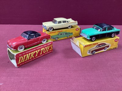 Lot 802 - Three Original Dinky Toys No 165 Humber Hawk,...