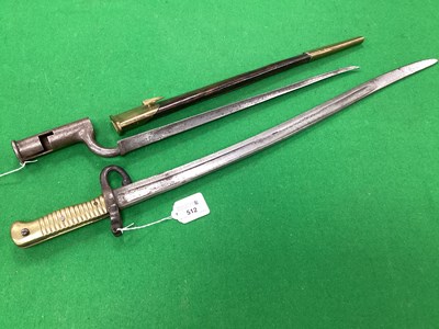 Lot 512 - French Model 1866 Chassepot Bayonet, guard...