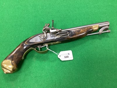 Lot 500 - Reproduction Flintlock Pistol, stirrup ram rod,...