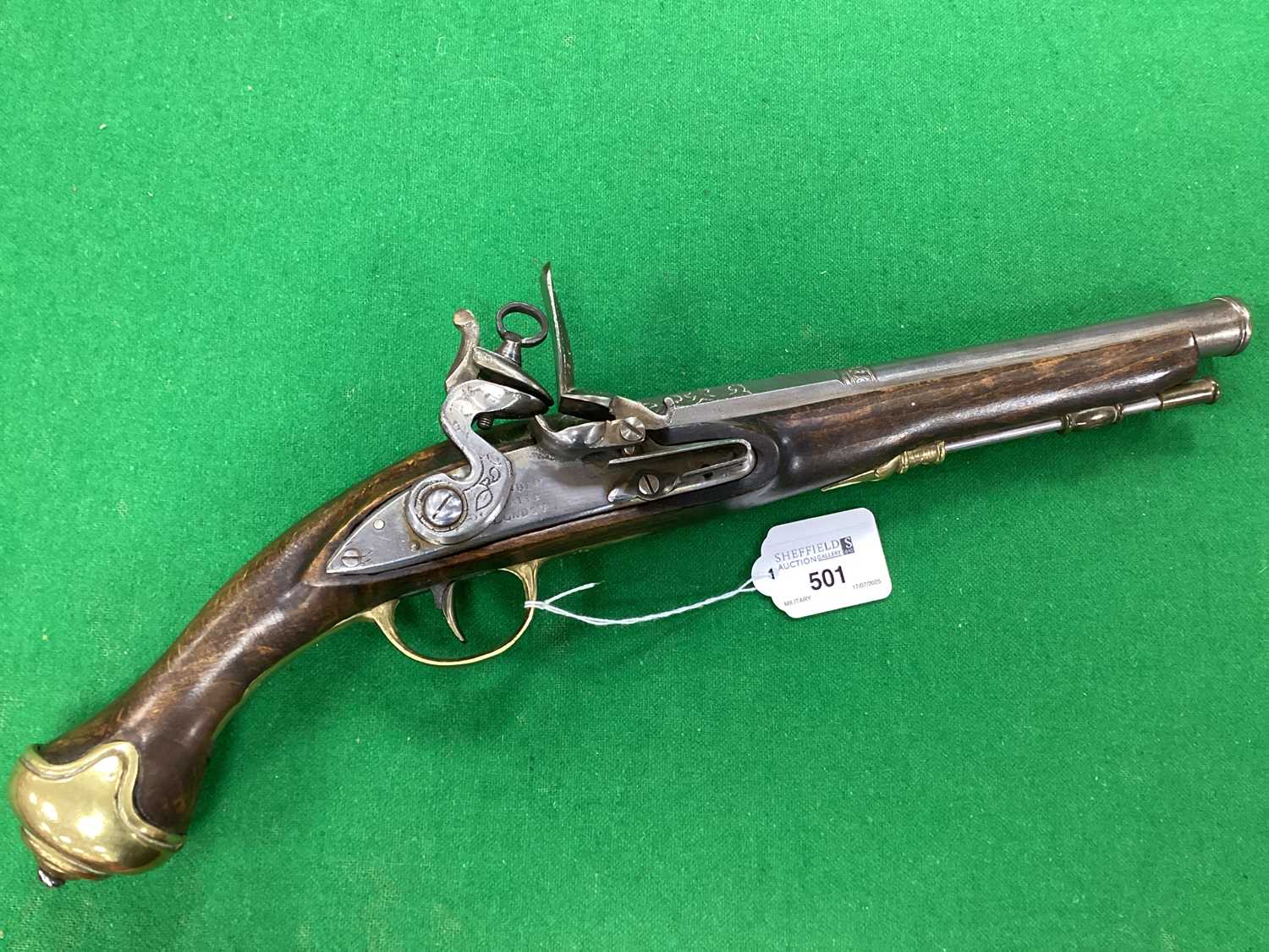 Lot 501 - Reproduction Flintlock Pistol, lock stamped...
