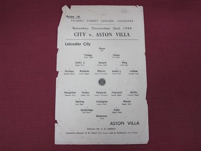 Lot 601 - Leicester City 1944-5 v. Aston Villa Single...