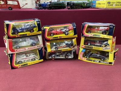 Lot 672 - 9 x 1970s Corgi Die-cast Racing Cars, mainly...