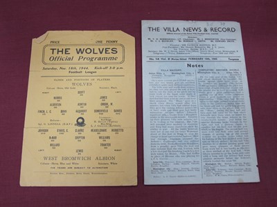 Lot 600 - 1944-5 Wolves v. West Brom Single Sheet...