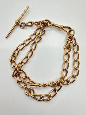 Lot 214 - A 9ct Rose Gold Two Row Curb Link Bracelet, to...