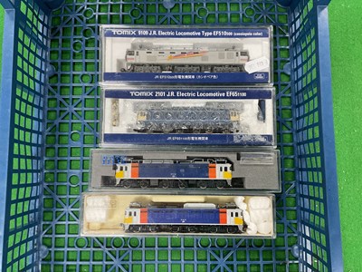 Lot 542 - Four boxed Japanese outline N gauge Bo-Bo...