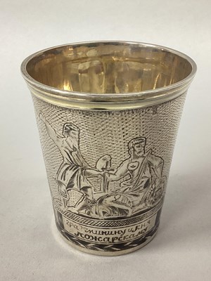 Lot 104 - A XIX Century Russian Niello Silver Beaker,...