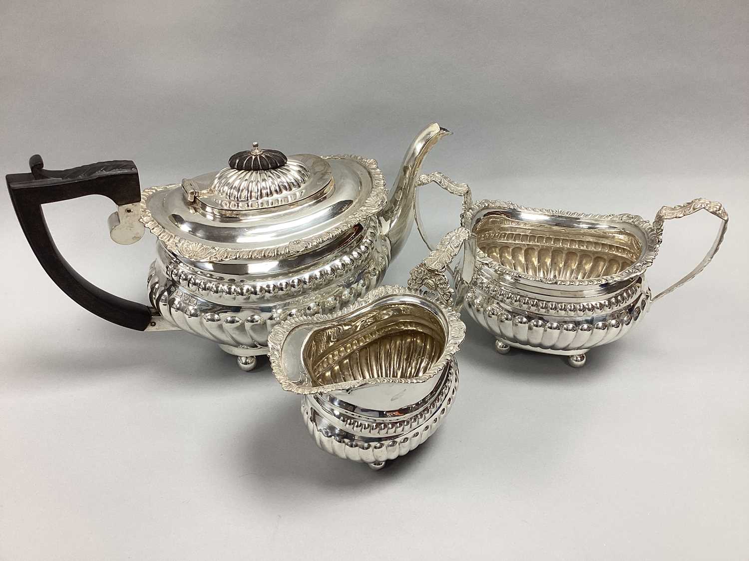 Lot 52 - A Chester Hallmarked Silver Three Piece Tea...