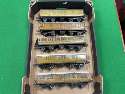 Lot 328 - Five Pre-War Hornby No 2 Eight-wheel Coaches,...