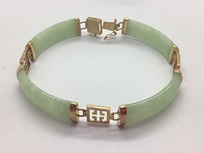 Lot 92 - A 9ct Gold Hardstone Panel Style Bracelet,...